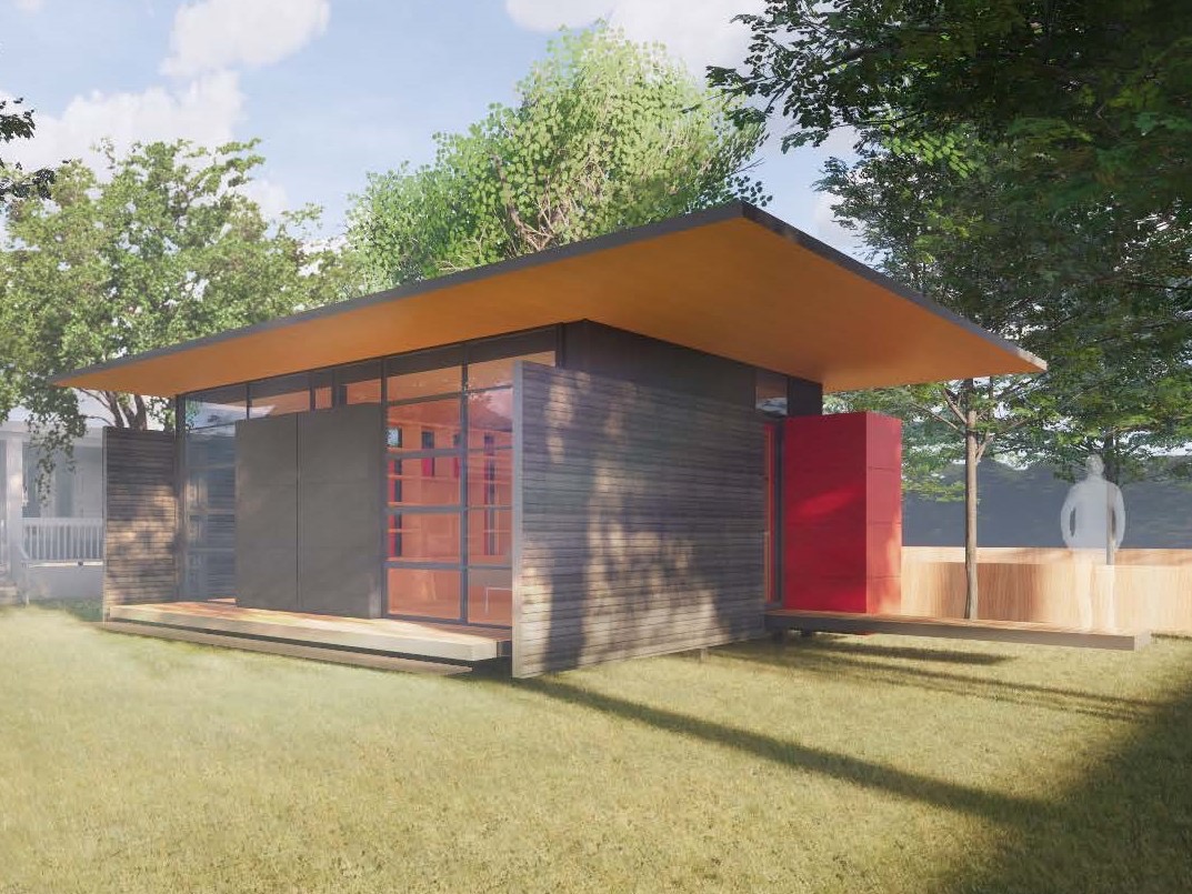 Modern pavilion-style backyard studio ADU